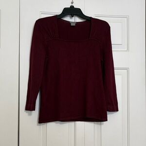 Ann Taylor Rich Burgundy Long Sleeve Tee